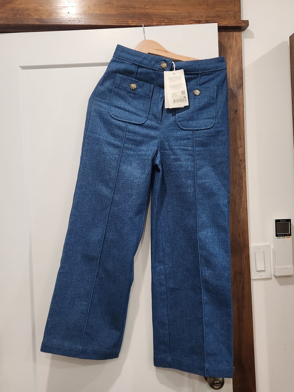 Sezane Bleu Denim High-Rise Straight Jeans - Picture 4 of 4